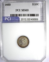 1833 Half Dime PCI MS-63 LISTS FOR $1250