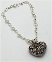 Sterling Silver Bracelet With Heart Pendant