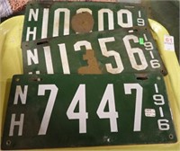 3 CERAMIC 1916 NH LICENSE PLATES