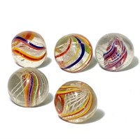 LOT OF 5 MINT ANTIQUE GERMAN HANDMADE MARBLES