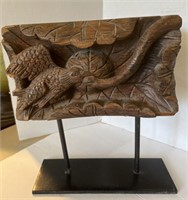 HEAVY Wood Carving on Iron Stand
