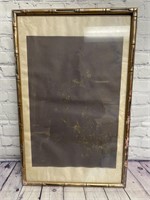 Vintage Black/Gold Flowers Painting w/Gold Frame