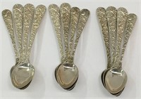12 S Kirk & Son Sterling Repousse Demitasse Spoons