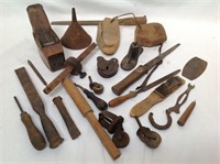 LOT OF ANTIQUE TOOLS AND HARDWARE
