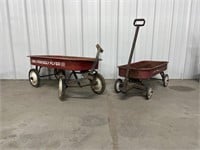 (J) Small Red Rusted Radio Flyer Cart & Red