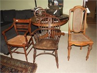 (3) Antique chairs including: 18th Century yew