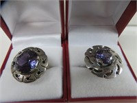 2 LADIES RINGS SET W/ PURPLE STONES