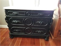 Mid 1800's Three Drawer Marble Top Chest