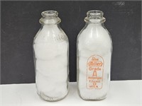 2 Miller Quart Milk Bottles