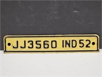 1952 Indiana License Add On Plate