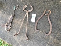 (2) Sets of Vintage Tongs & Steel Trap