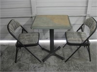 30" Tall Pub Table W/Two Folding Chairs