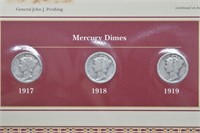 3 Mercury Dime Coin and Stamp Collection