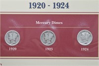 3 Mercury Dime Coin and Stamp Collection