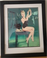 J - RICHIE FAHEY PINUP GIRL ART FRAMED 28X23"