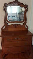 ANTIQUE OAK DRESSER WITH MIRROR