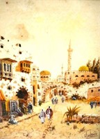 Jan De Leener, Arab town scene with minerets