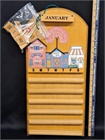 Perpetual Wooden Wall Calendar-Complete