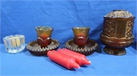 Amber Glass Candle Holders/Votives