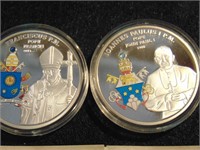 (2) Papal Coins, 32g each, Silver plated