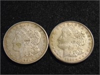(2) Morgan Silver Dollars, 1921-D, 1921-S