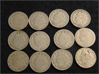 approx (12) Barber V Nickels, readable dates