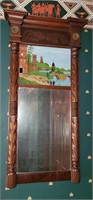 Antique Trumeau reverse painted wall mirror