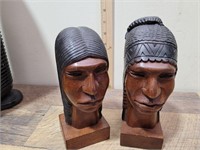 (2) Carved Wood Bust's