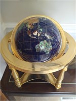 Gemston Inlay Globe with 4 Legged Brass Stand