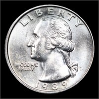 1989-d Washington Quarter 25c Grades GEM++ Unc