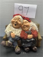 Vintage Happy Elderly Christmas Elf Gnome Coupl