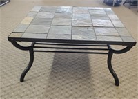 Rod Iron Slate Top Square Table