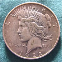 1922-D U.S. PEACE SILVER DOLLAR COIN