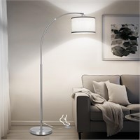DWTB Arc Floor Lamp for Living Room, Silver Modern