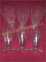 6 beautiful etched crystal goblets