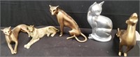 Group of 5 cat figurines