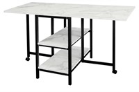 AT-VALY Folding Dining Table with 2 Storage Open
