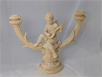 Italian F.G.M Carved Alabaster Angel Candle