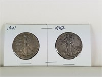 2PC WALKING LIBERTY HALF DOLLAR SILVER COINS LOT