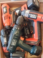 Box of Assorted Black & Decker Battery Tools,