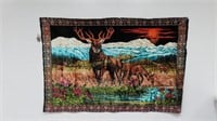 Vtg Elk Mountain Scene Tapestry