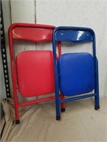 Red and blue kids fold up chairs
