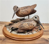 Ray Schill,"Woodcocks", Wood Carved Sculpture