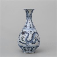 Blue And White Dragon Yuhuchun Ping Vase