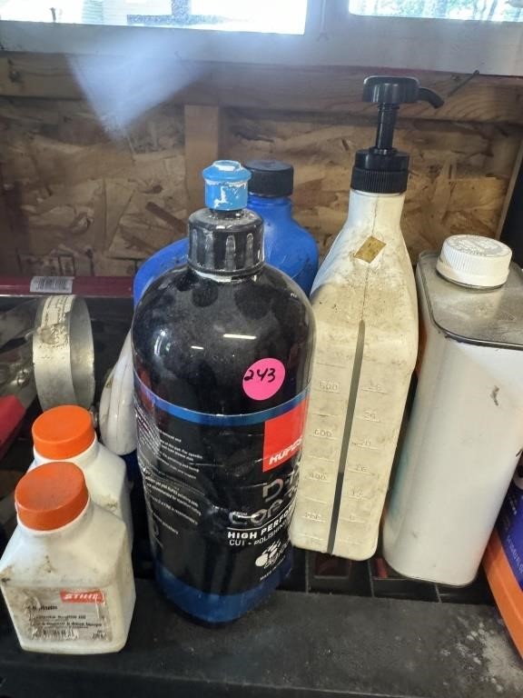 SHELF LOT OF CHEMICALS, ETC.