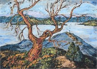 ROLPH SCARLETT OIL MONOPRINT "METCALF'S POINT"