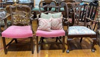 3 VARIOUS CHIPPENDALE MAHOGANY ARMCHAIRS