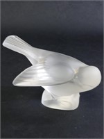 Lalique Crystal Sparrow Figurine, Signed