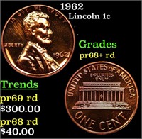 Proof 1962 Lincoln Cent 1c Grades Gem++ Proof Red