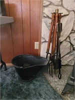 Coal bucket/ fireplace tools